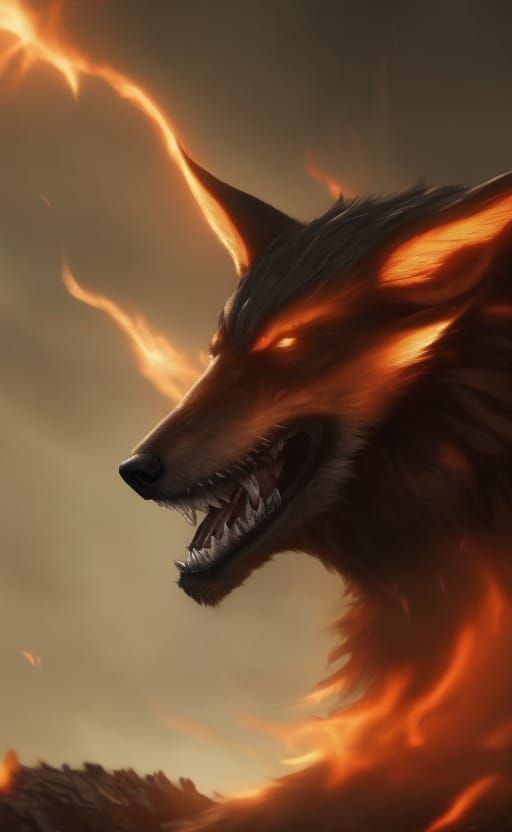 Three-Headed Fox Lord Cerberus in Dark Fantasy Art