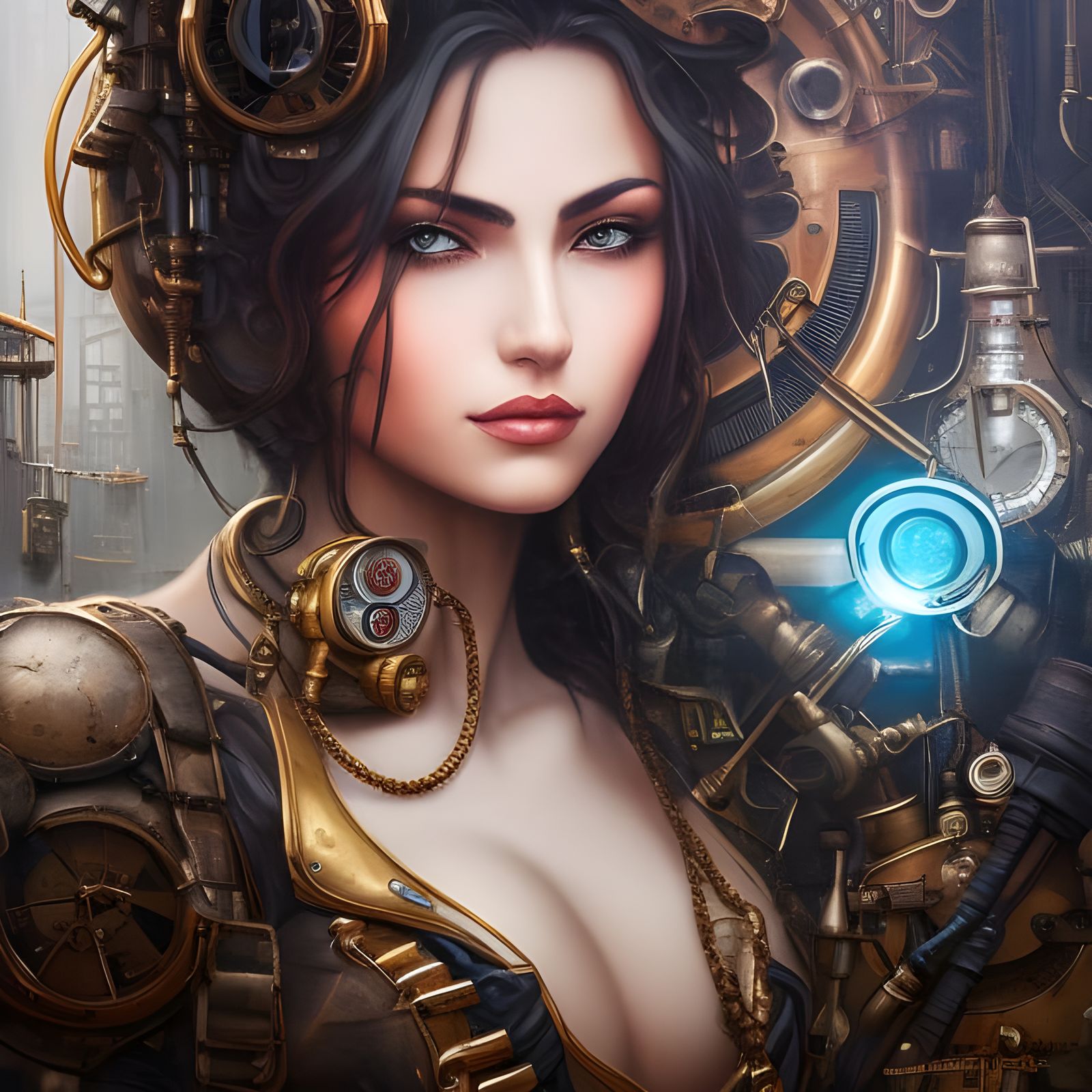 Steampunk Girl: Hyperdetailed Street Art Portrait