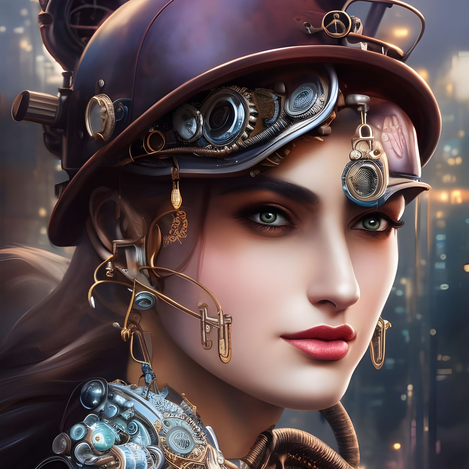 Steampunk Girl: Hyperdetailed Street Art Portrait