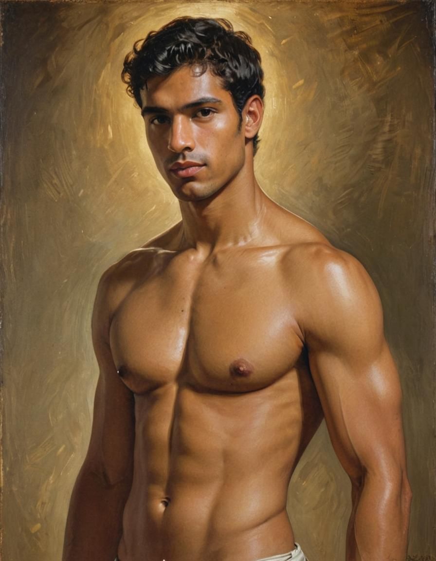 Oil Painting of a Young Latino Man in Light