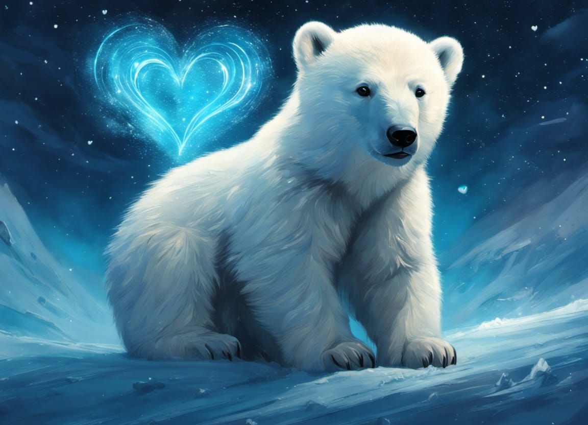 Polar Bear Cub in Bioluminescent Love Field