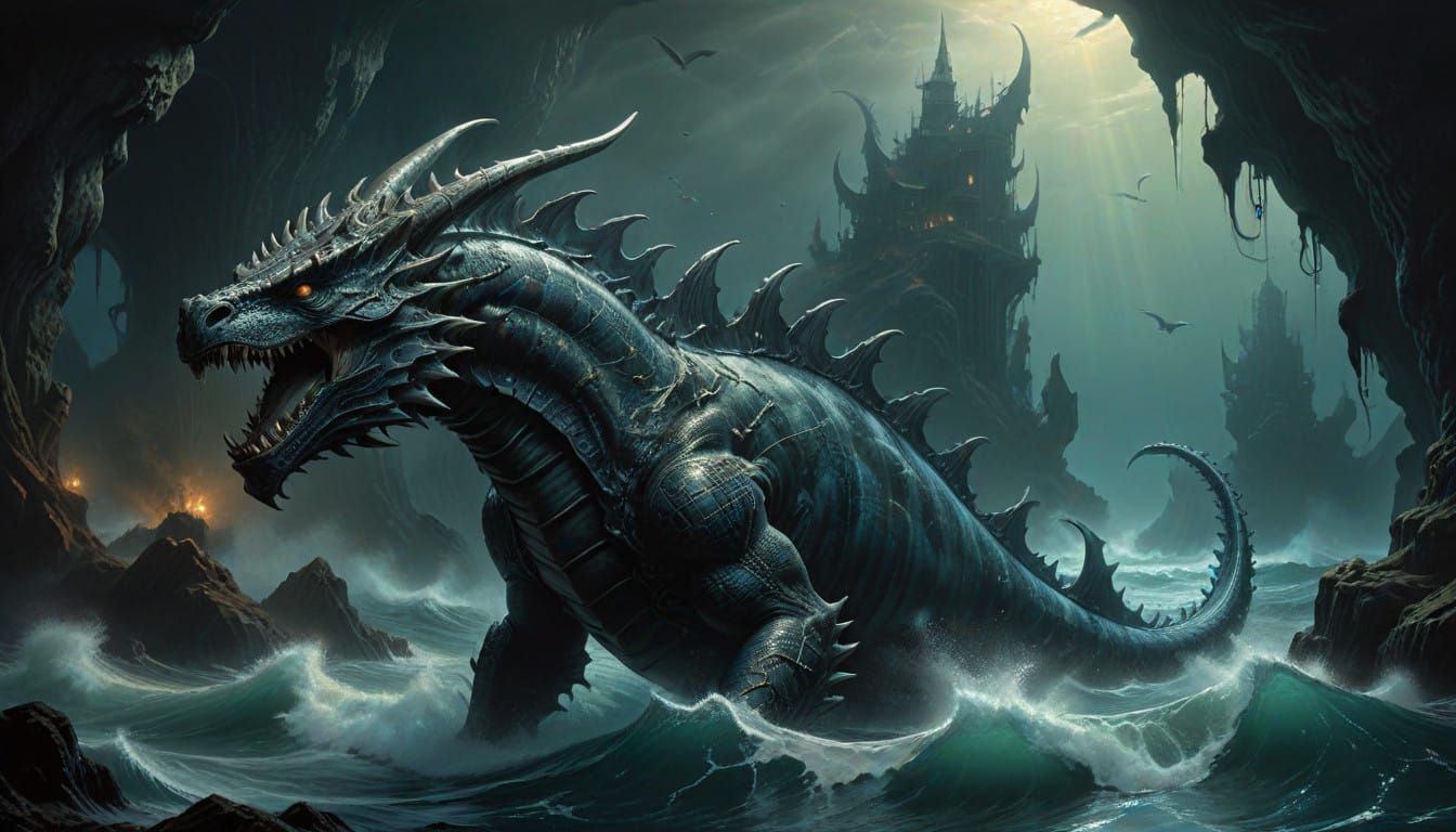 Ancient Serpent Amphiptere with Dragon-like Features and Maj...