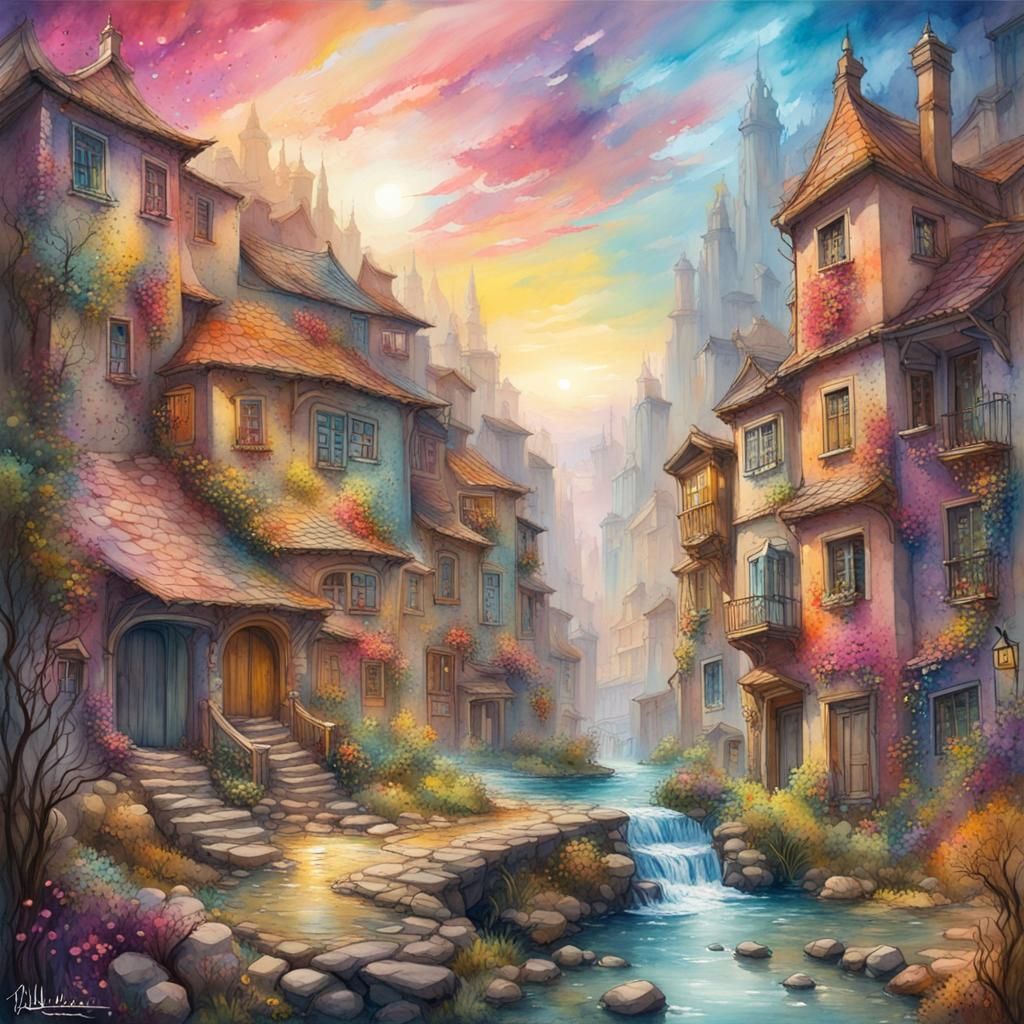 Fantasy Landscape in Splash Art Style