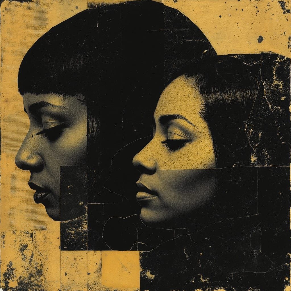 African American Women Unite in Bold Cubist Portrait