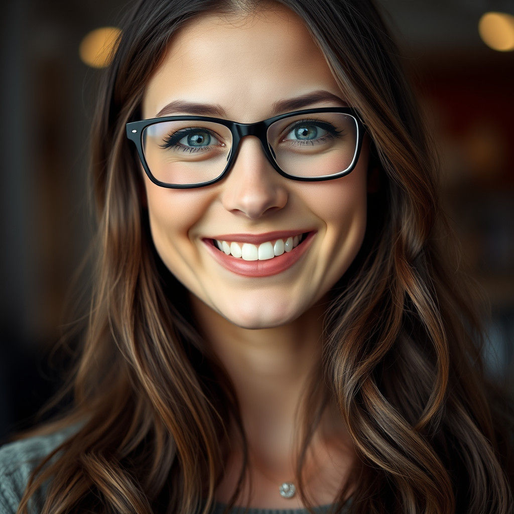 Portrait of Smiling Woman in DSLR Photography Style