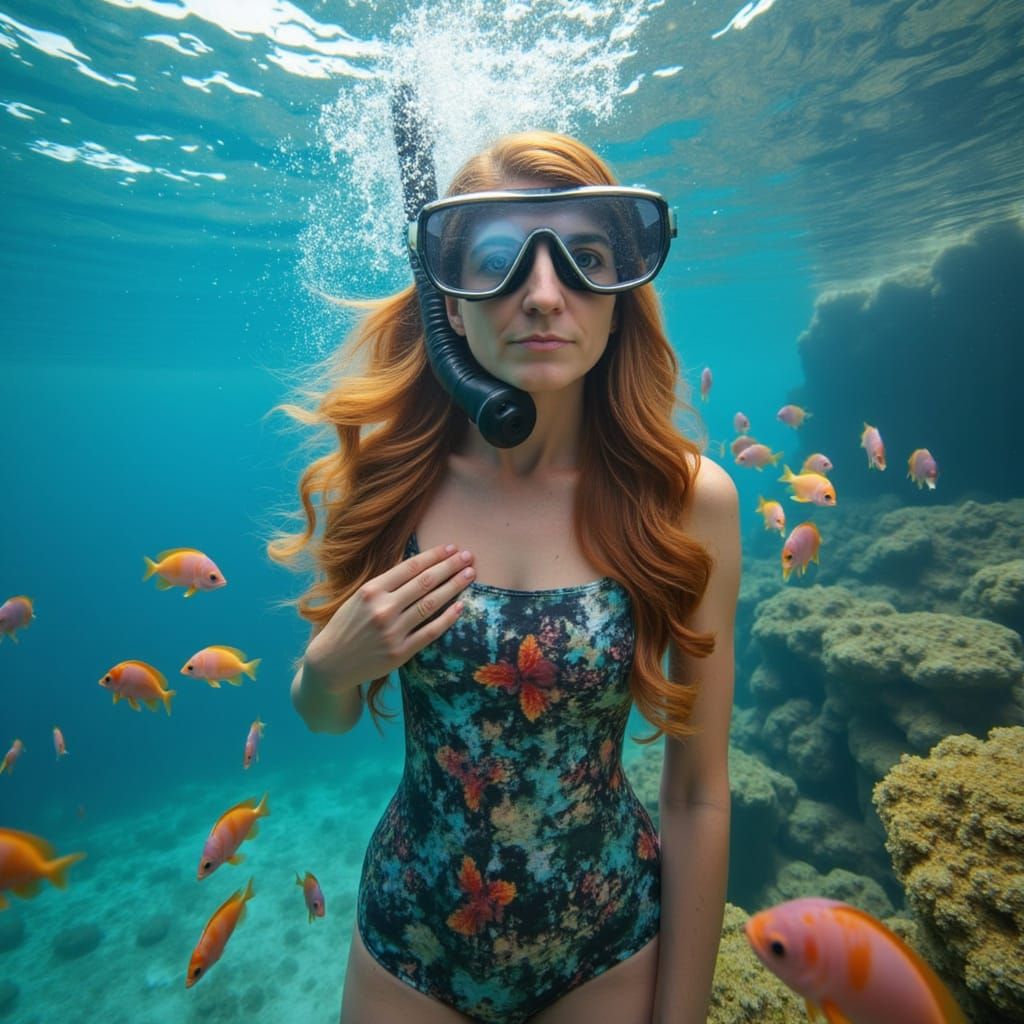Underwater Beauty: Woman Exploring a Coral Reef