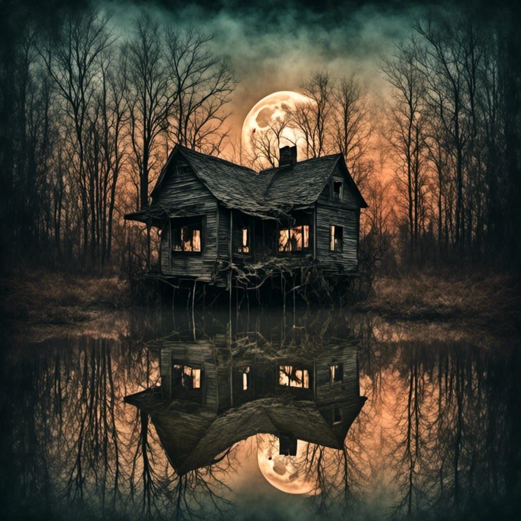 Ethereal Swamp: Double Exposure in Watercolor Style