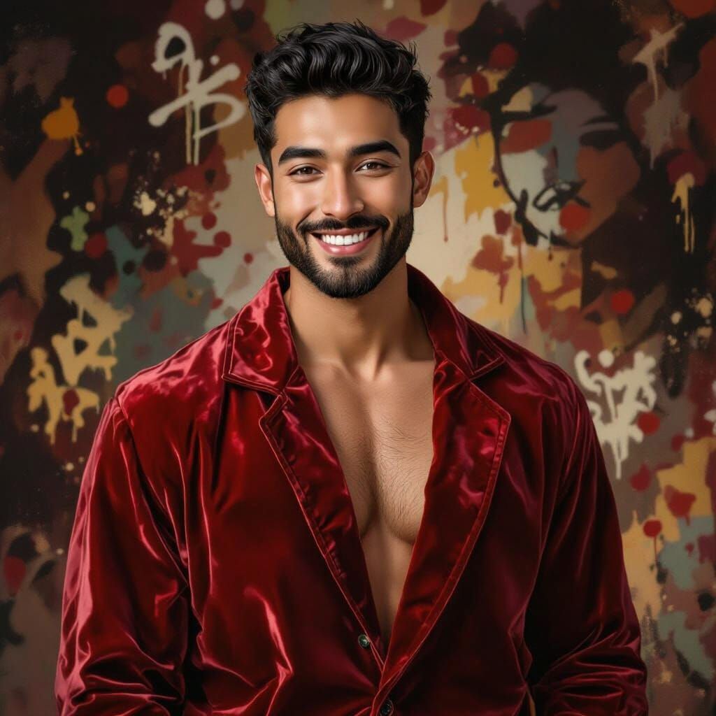 Friendly Man in Red Velvet, Alcohol Ink Style