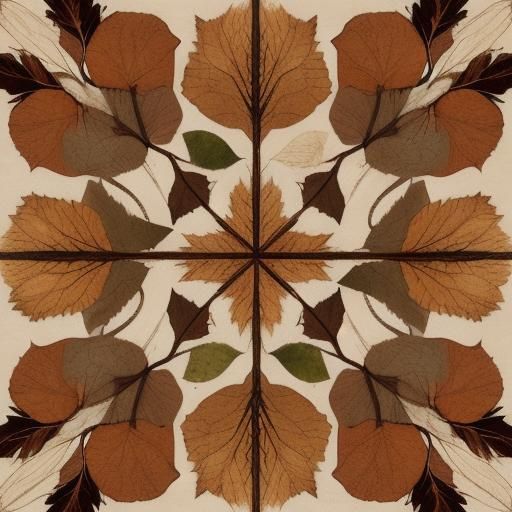 Autumnal Paper Collage with Swirling Leaves