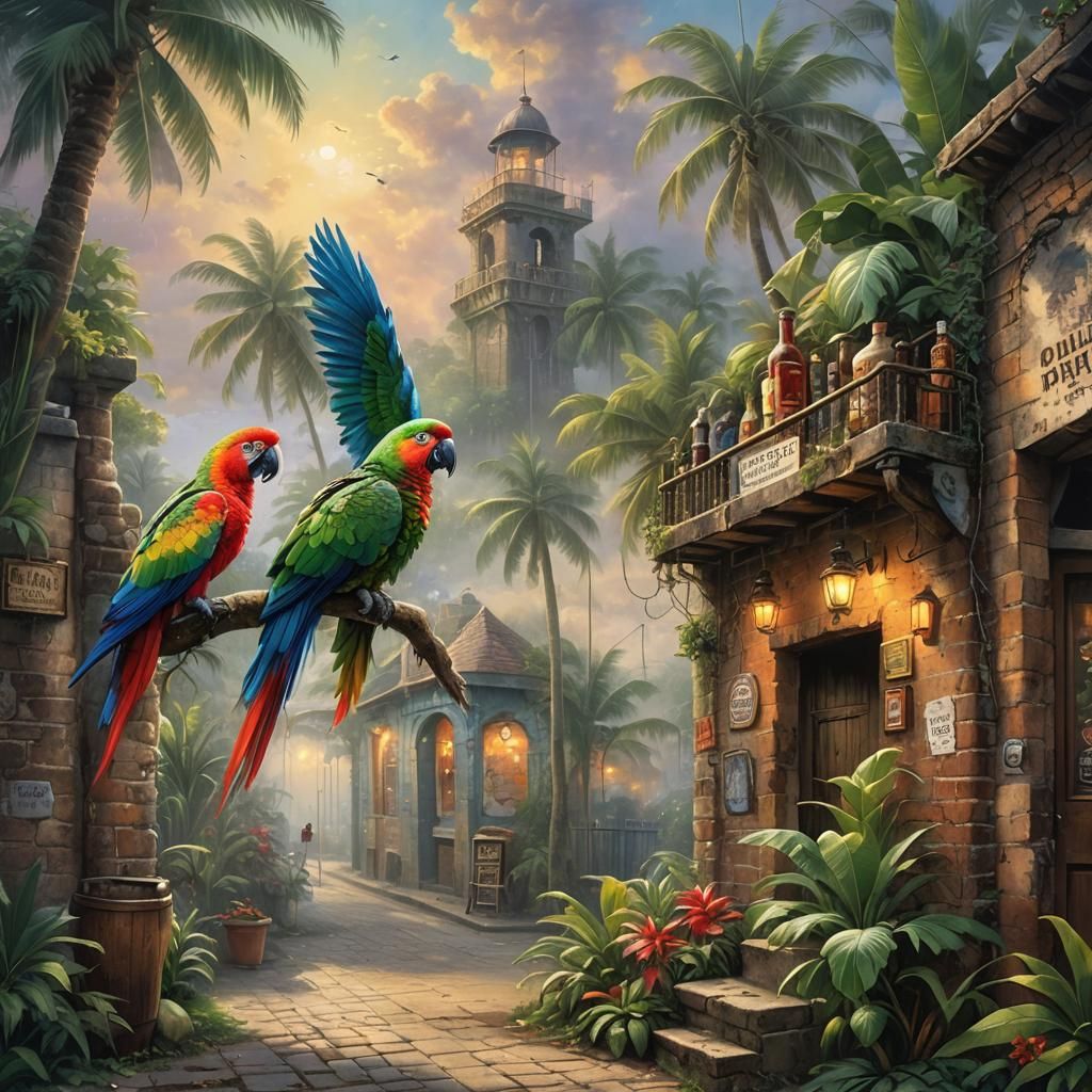 Graffiti Rum Parrot Art: Jamaican Pub Fantasy