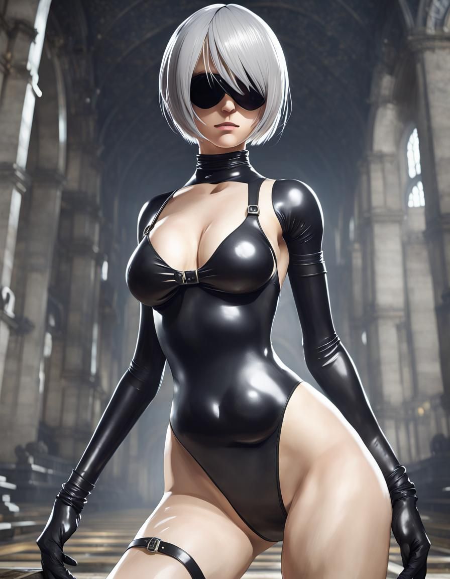 Latex Swimsuit Character: 3D Render