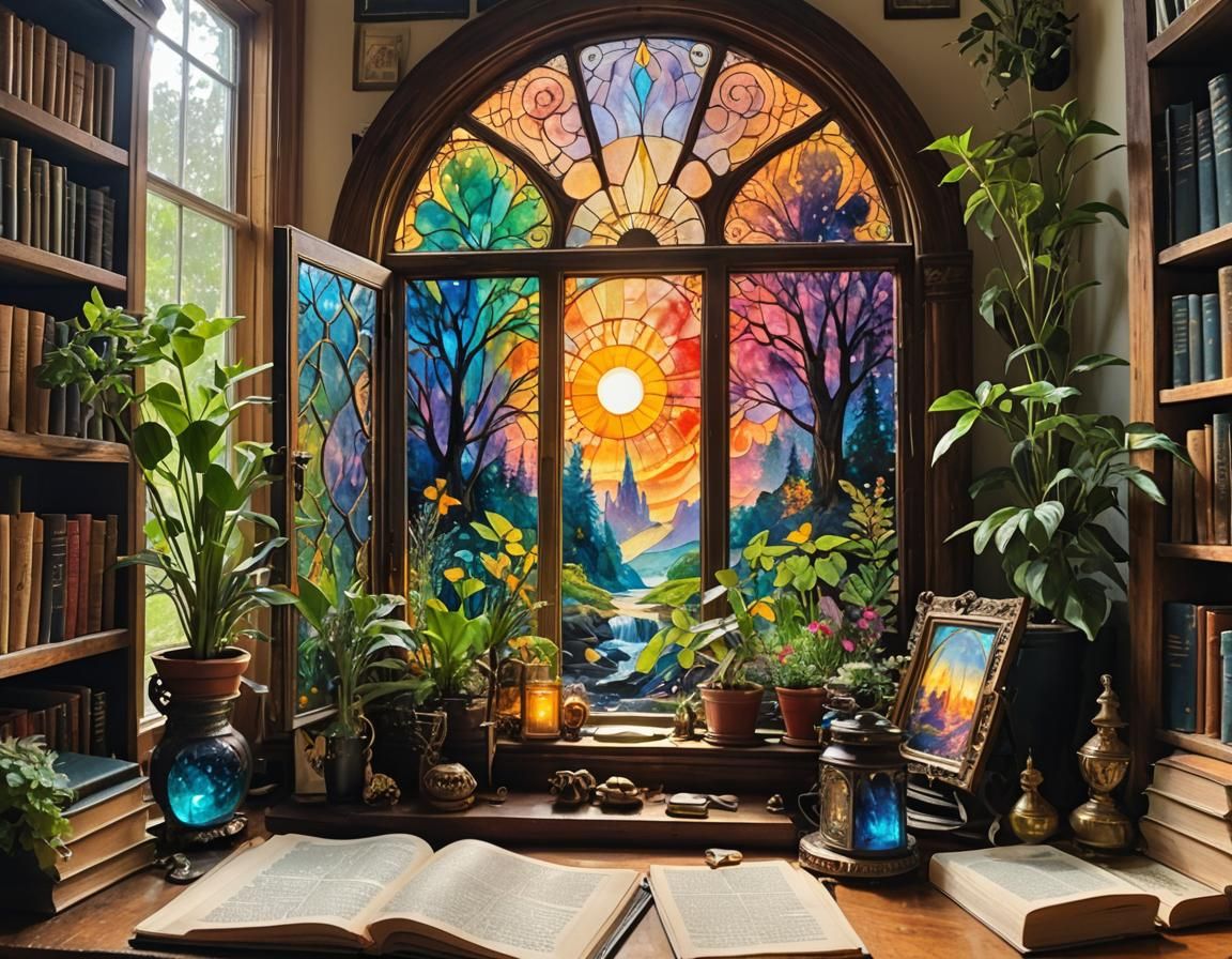 Psychedelic Wizard's Garden: Surreal Watercolor Landscape