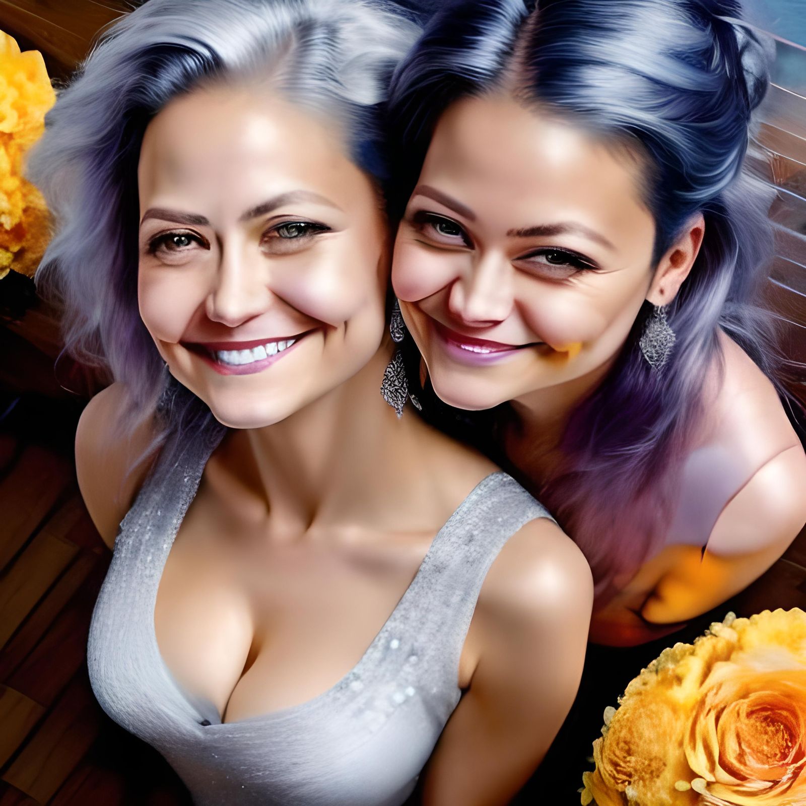 Portrait of Smiling Woman with Rose in Hair