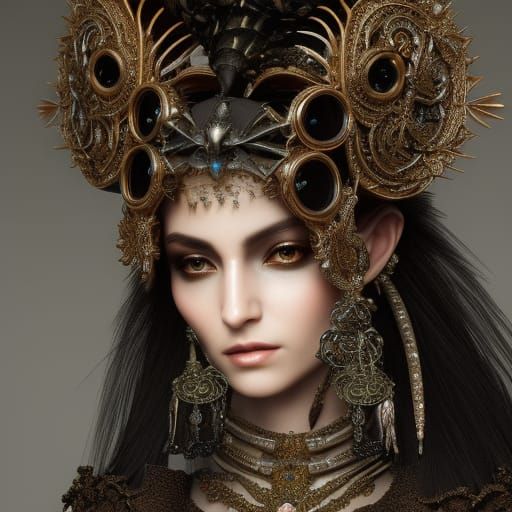 Lizard-Green Warlock Droid in Ornate Armour