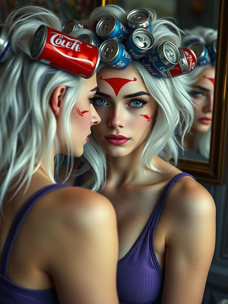 Soda Can Hair: Hyperrealistic Boudoir Reflection