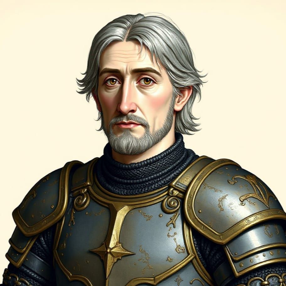 Brave Knight in Medieval Manuscript Style