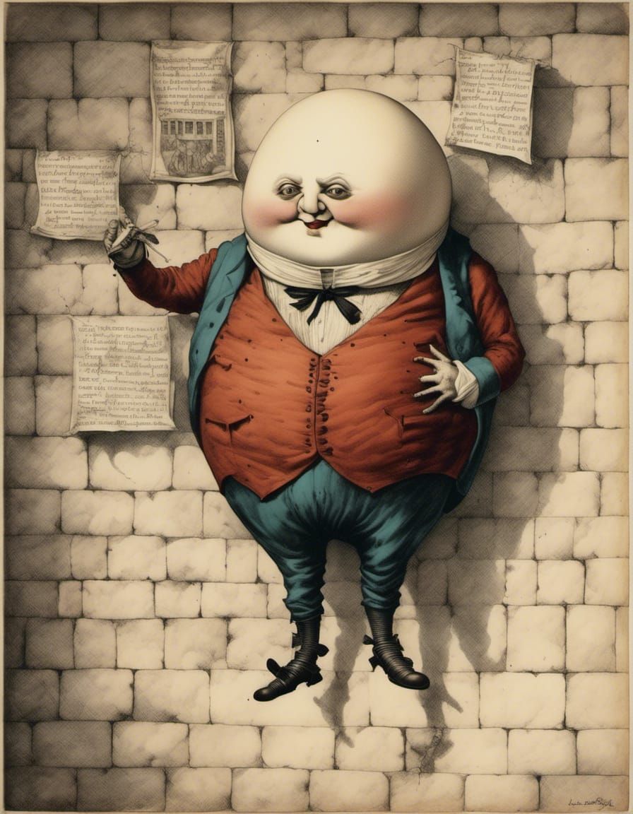 Humpty Dumpty on a Wall: Modern Illustration