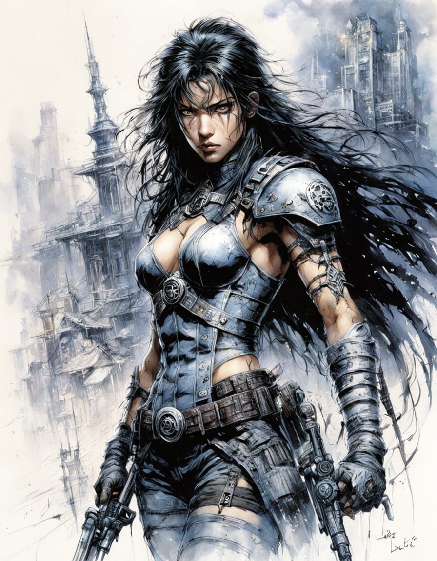 Striking Portrait of Abbie in Mixed Media Style