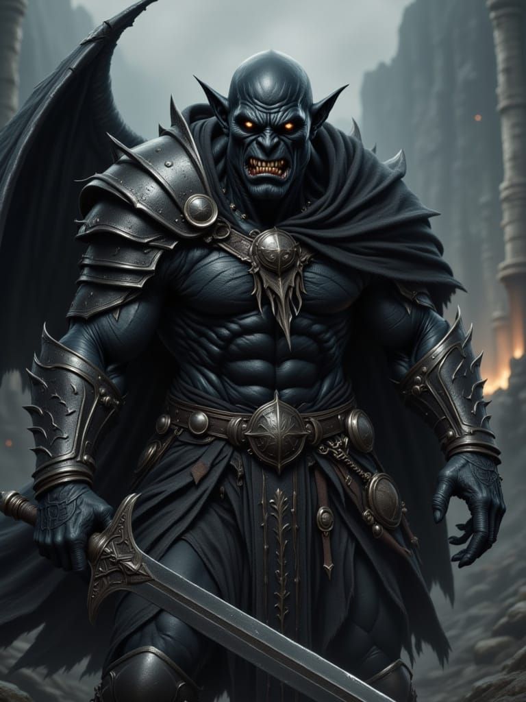 Black Orc Warboss in Grimdark Style