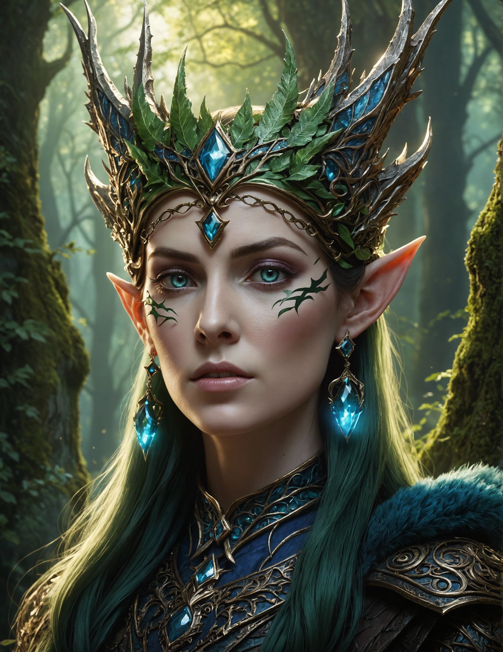 Mysterious Elven Queen in Forest Concept Art