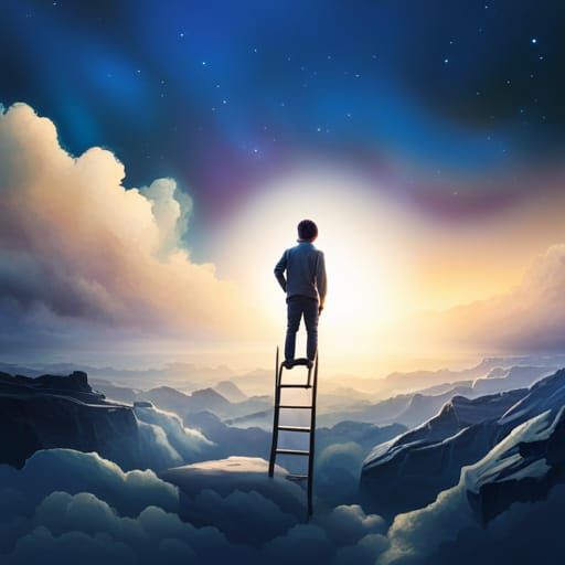 Boy Paints Stars on Sky: Dreamy Abstract Art