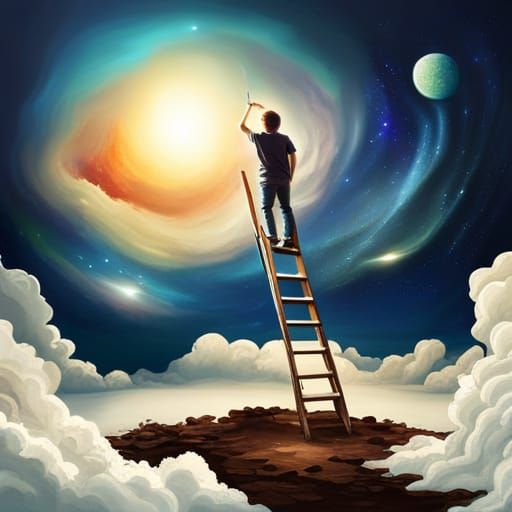 Boy Paints Stars in Dreamy Abstract Sky