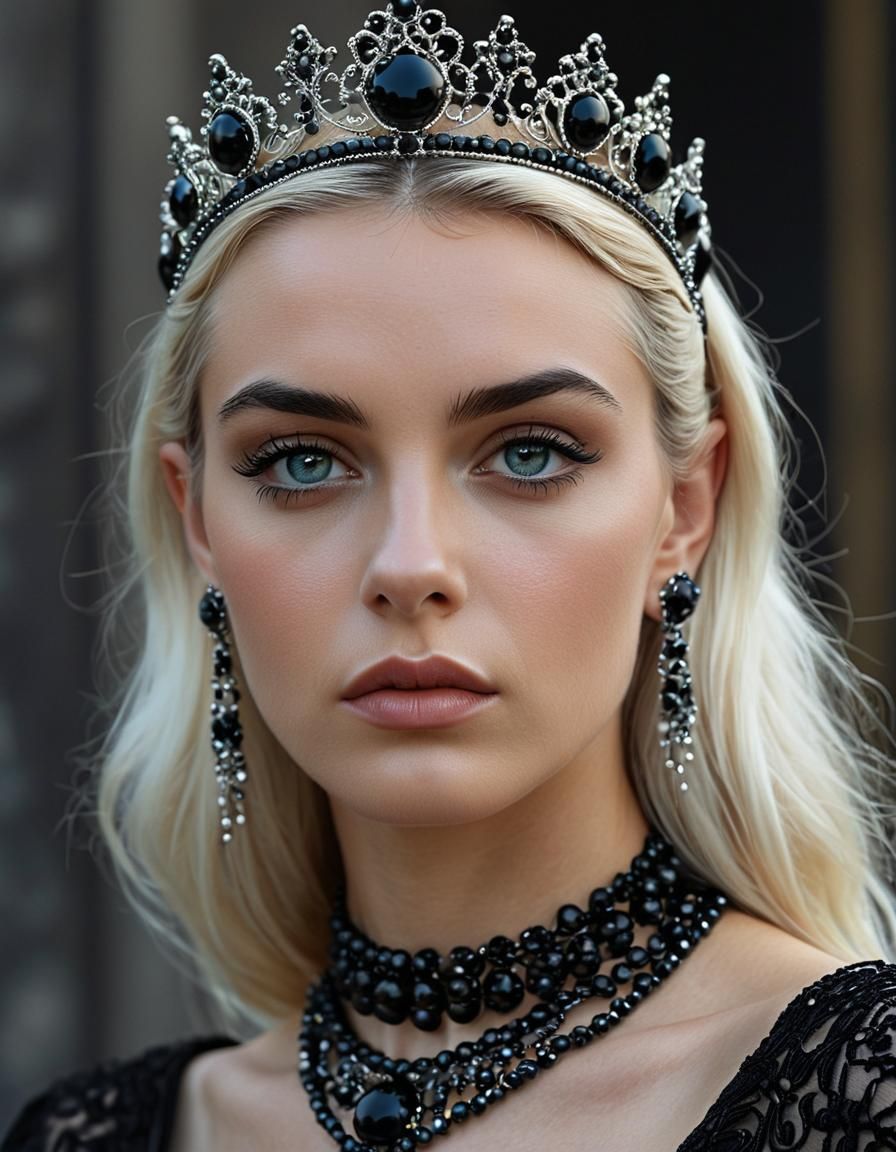 Goth Teen with Pearl Tiara: Hyperdetailed Portrait