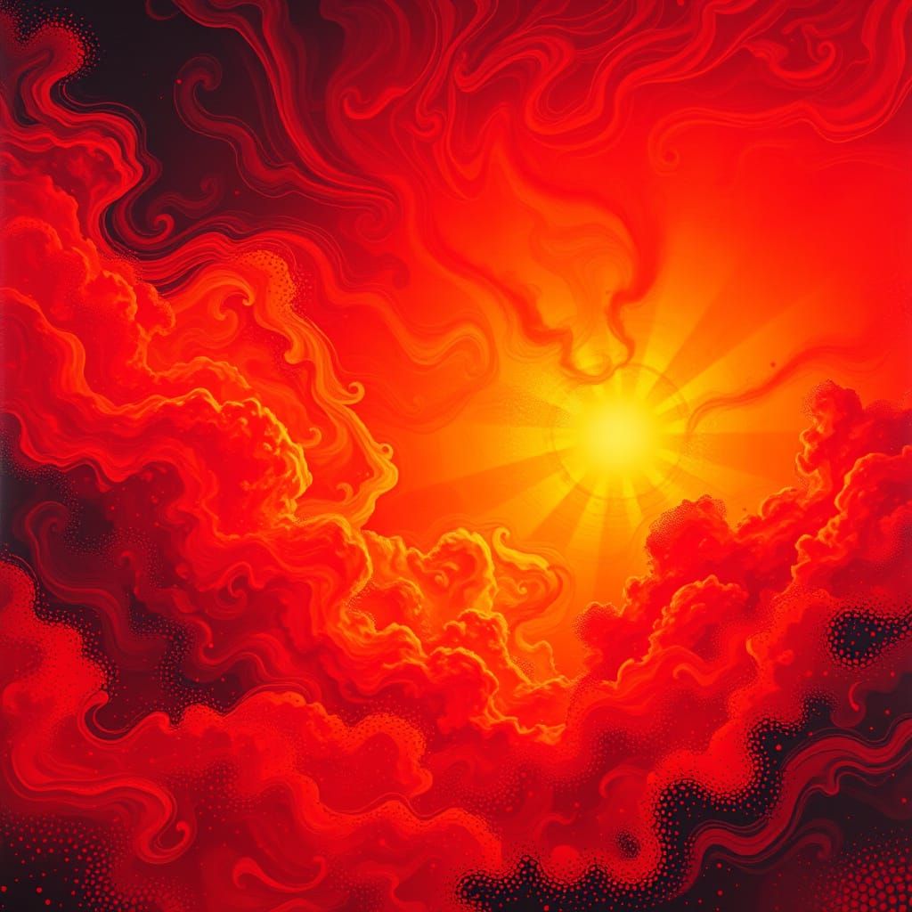 Surreal Cosmic Landscape in Pointillist Style