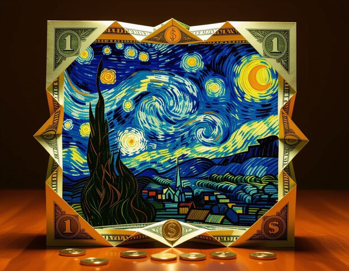 Origami Starry Night: Dollar Bills and Coins