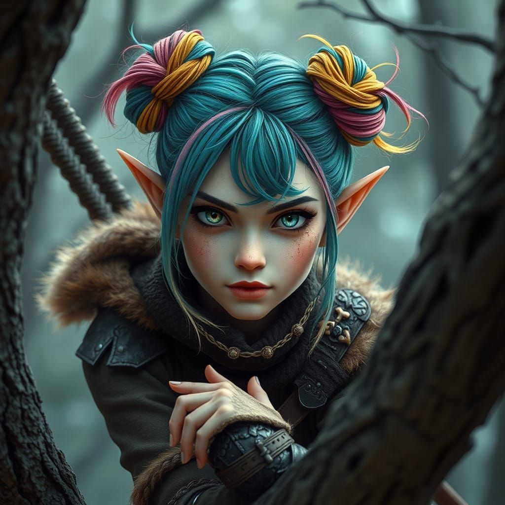 Glamorous Medieval Elf Thief in Hyperrealistic Style