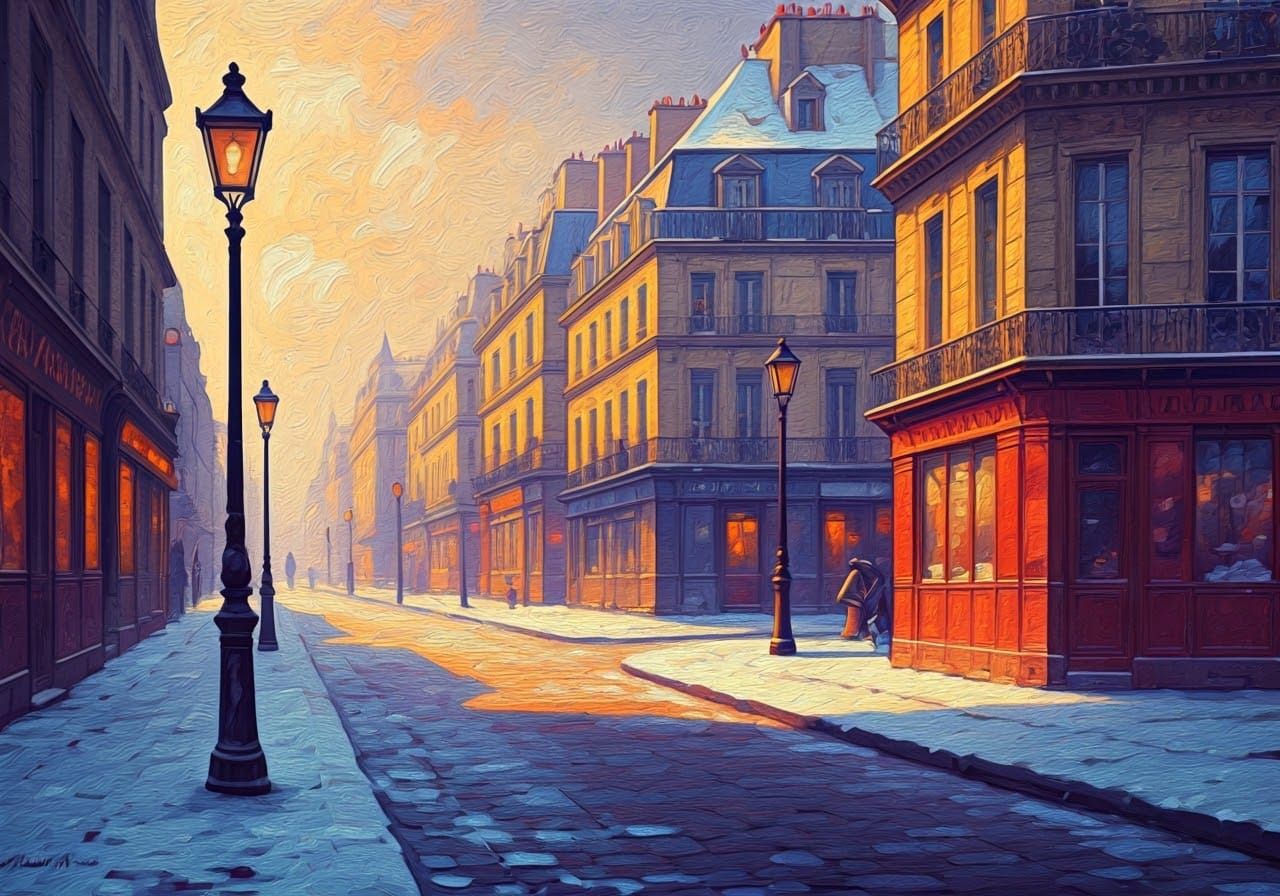 Impressionist Parisian Street Scene in Vibrant Hues