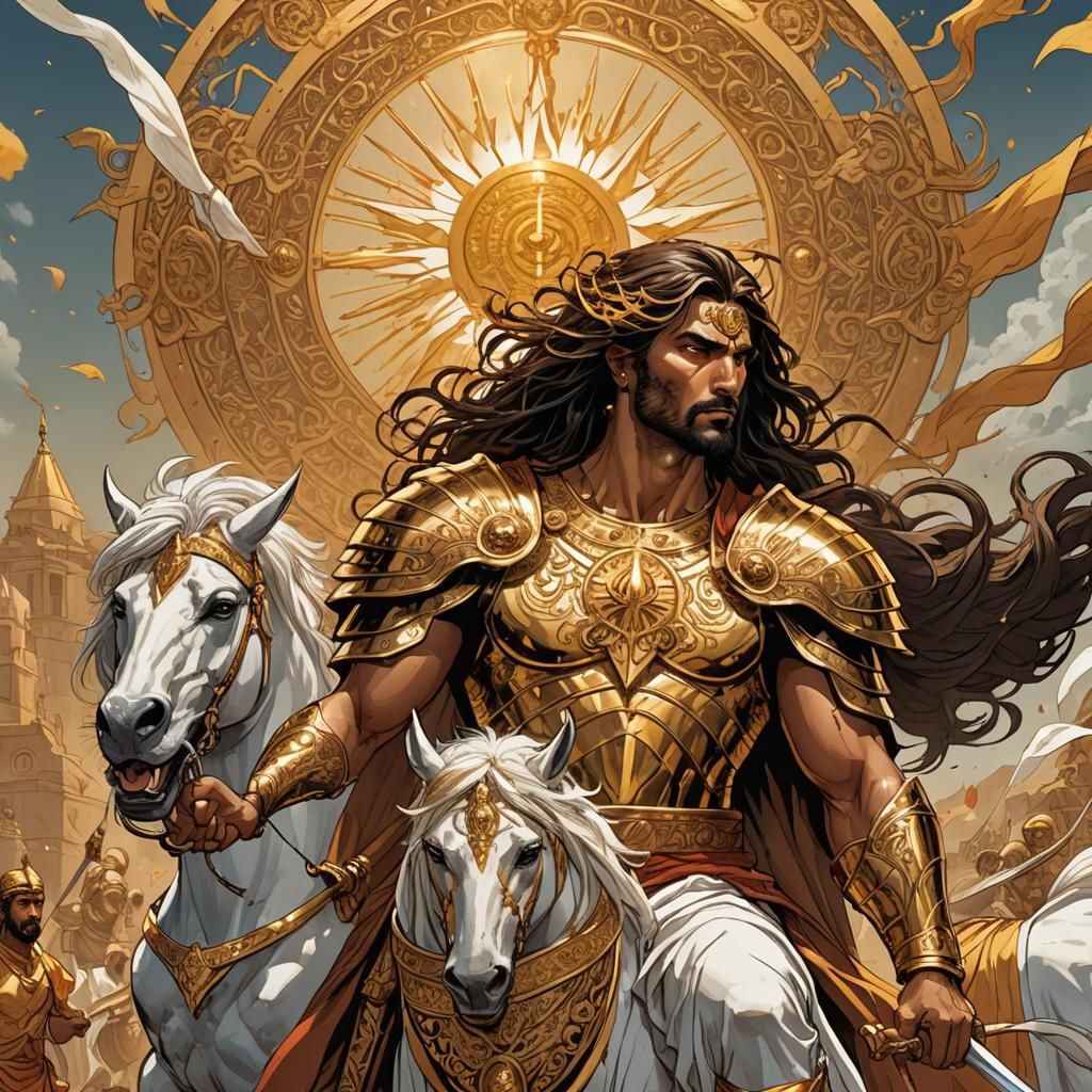 Handsome Warrior in Divine Armor, Comic Book Art