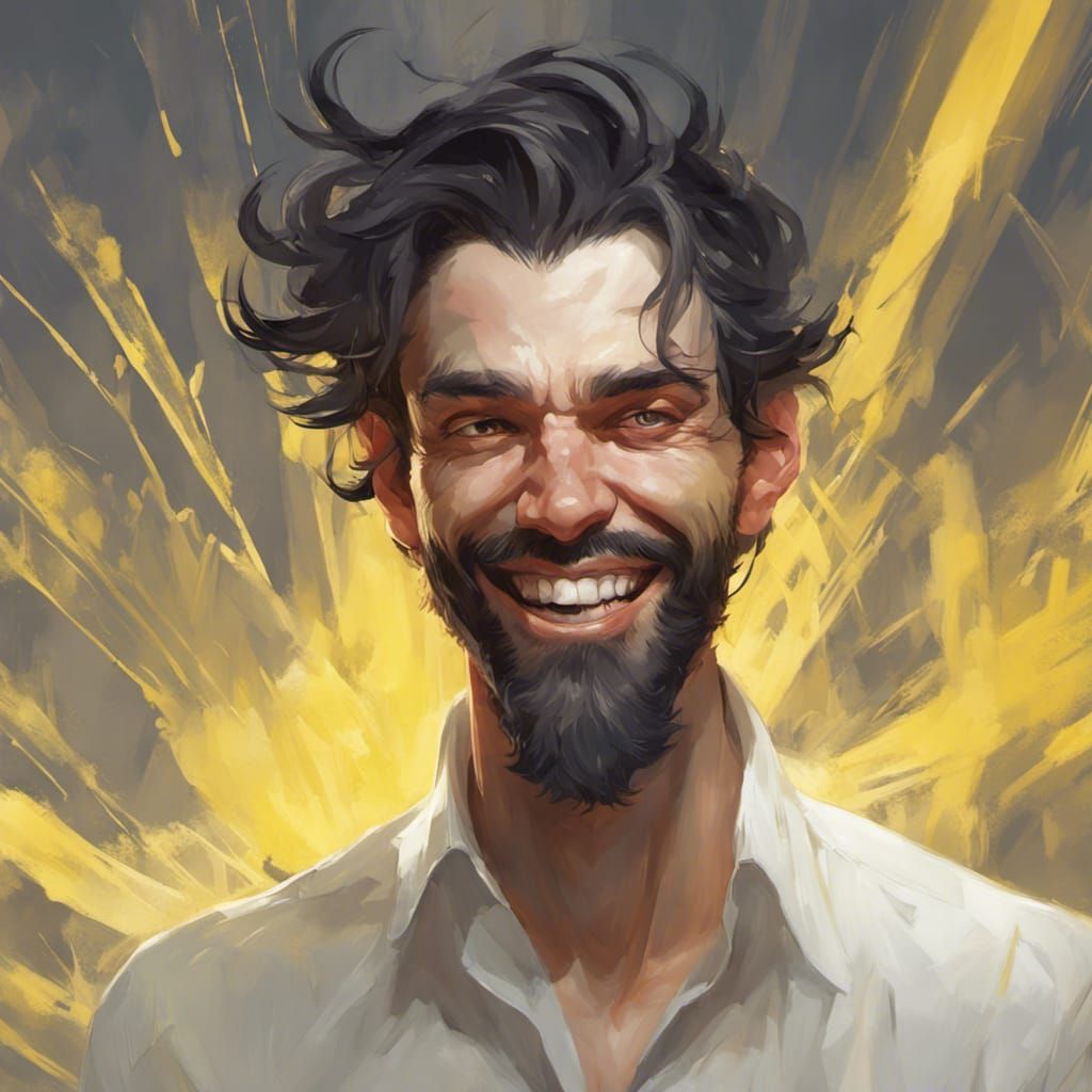 Ghostly Man with Yellow Eyes, Hyperdetailed Portrait