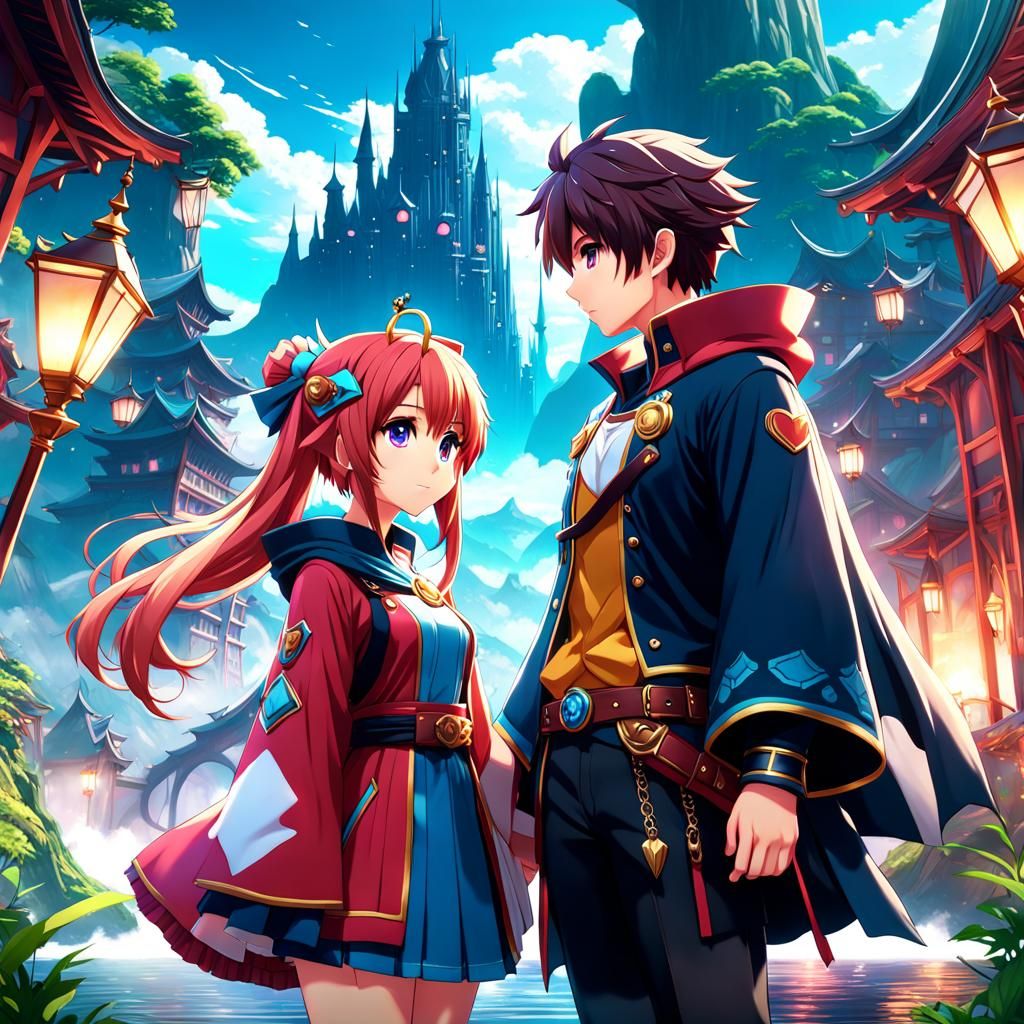 Anime Couple in Detailed Fantasy Art Style