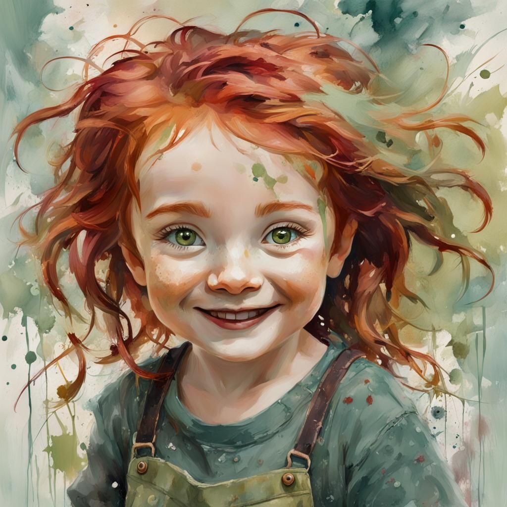 Whimsical Toddler Portrait in Painterly Fantasy Style