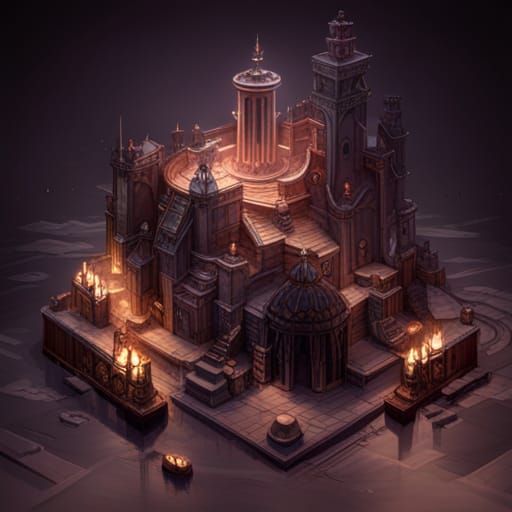 Gothic Cake: Dark Fantasy Art in Purple and Yellow