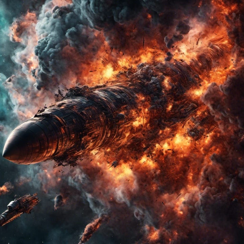 Fiery Rocket Plummets to Earth: Hyperrealistic Digital Art