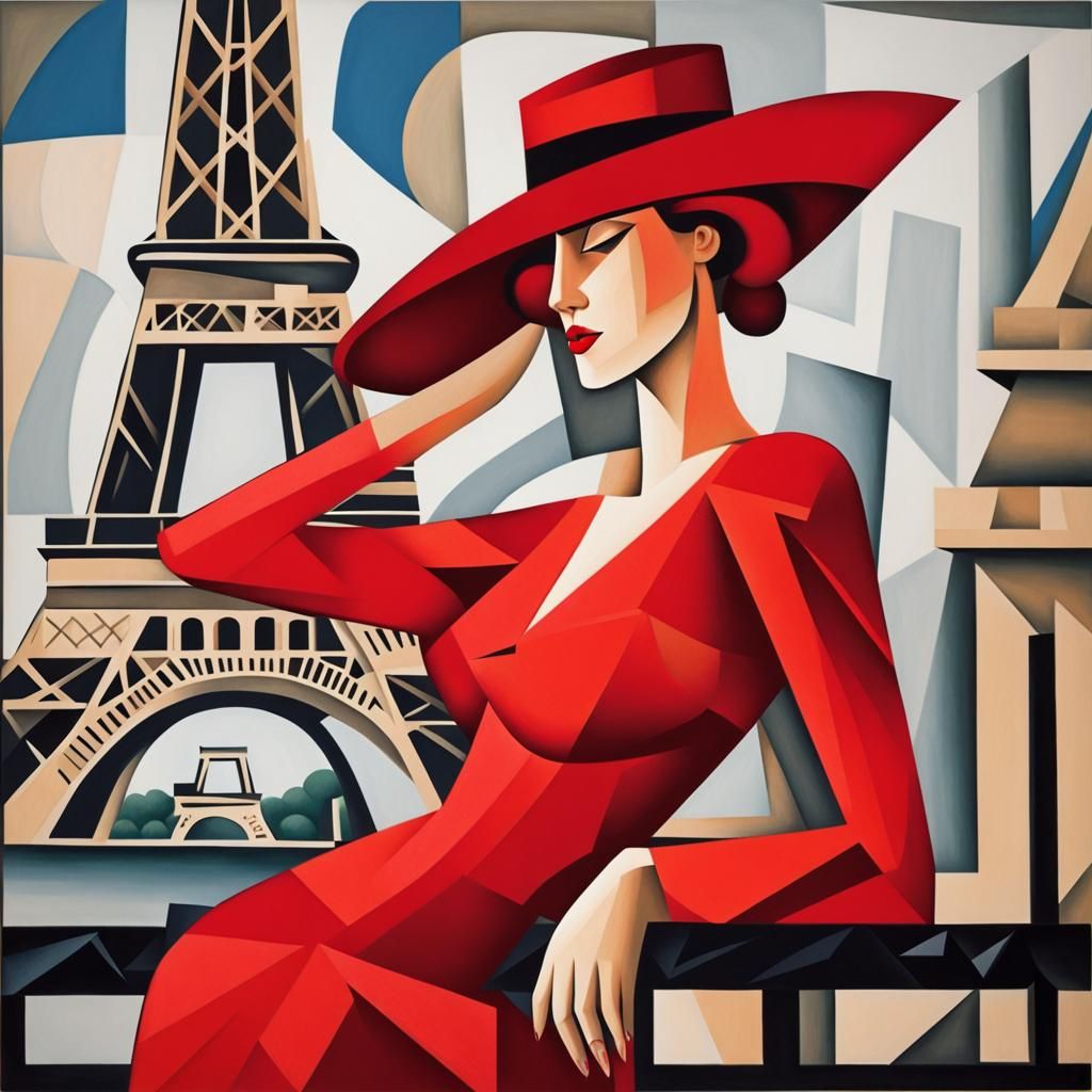 Cubist Woman in Paris, Juan Gris Style