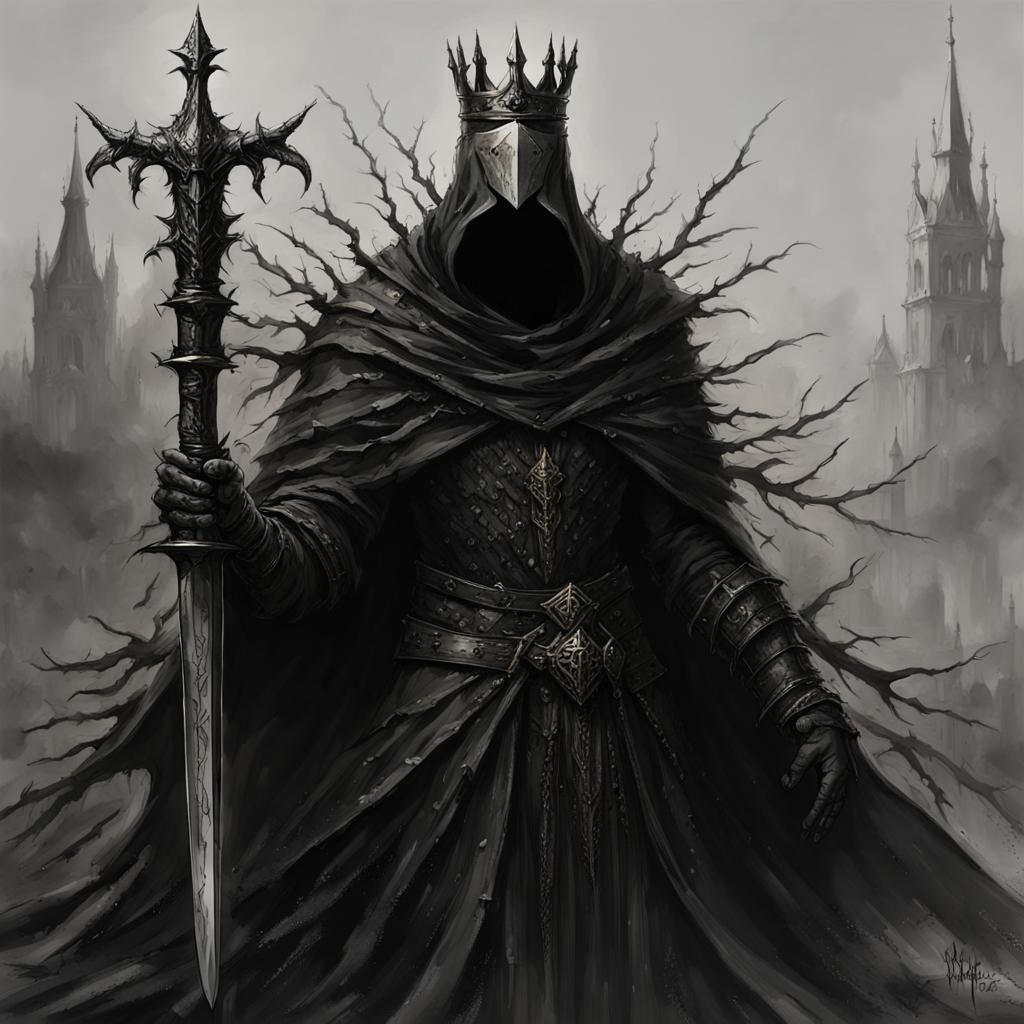 High Gothic Knight in Dark Fantasy Forest