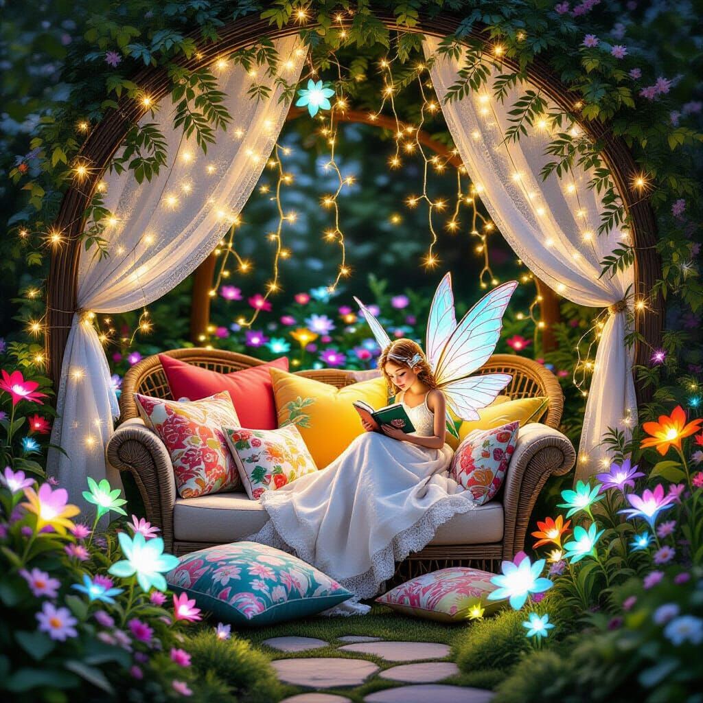 Bioluminescent Fairy Garden Reading Corner