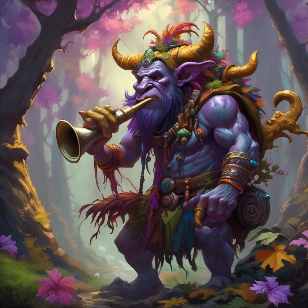 Forest Troll's Magical Horn: Dark Fantasy Concept Art