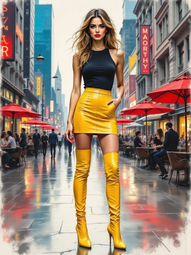 Confident Woman in Bold Vinyl Heels, Captured in a Quick Cha...