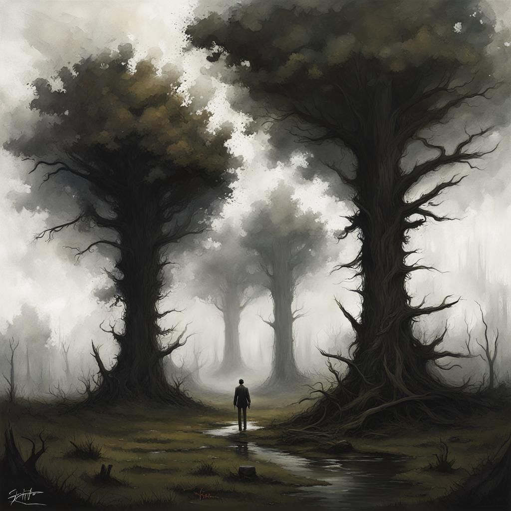 Sinister Nature Landscape in Dark Fantasy Style