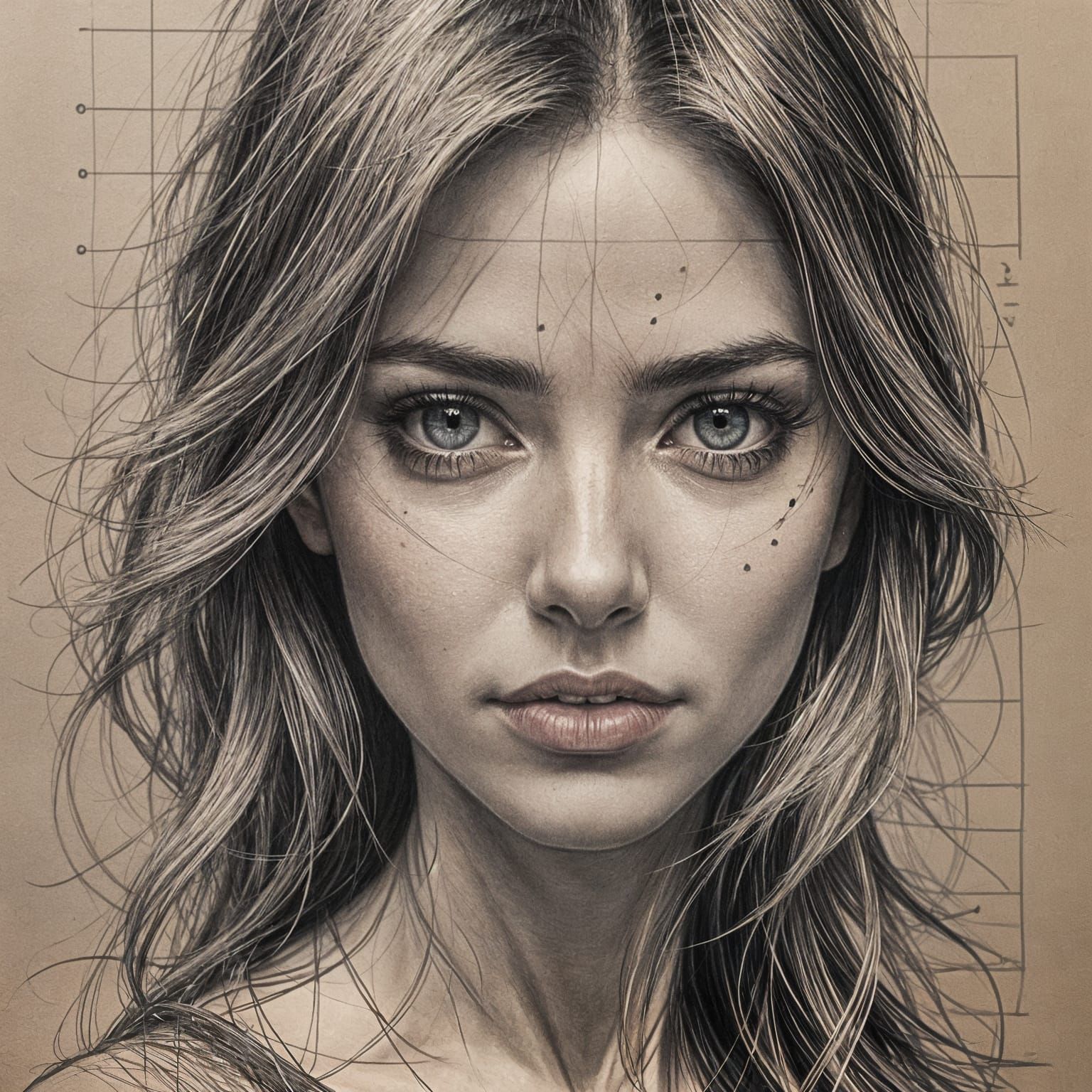 Realistic Sketch of a Beautiful Woman