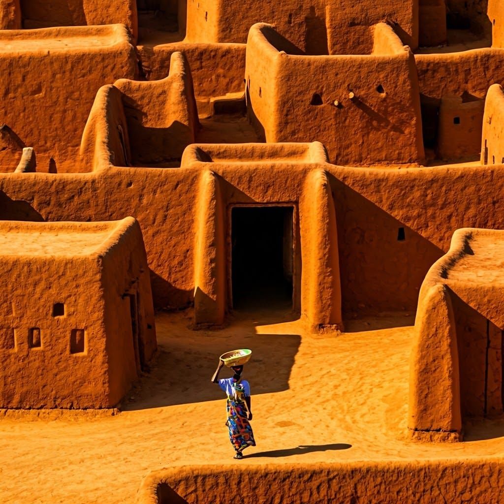 Tiébélé Village: Kassena Woman in Earth-Toned Art