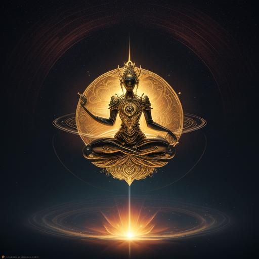 Female Humanoid Radiating Universal Love in Lotus Position