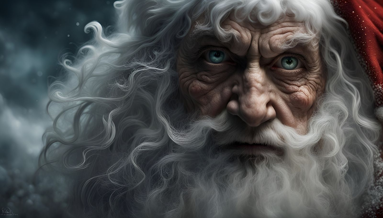 Hyperdetailed Portrait of Santa Claus in Mystic Fog