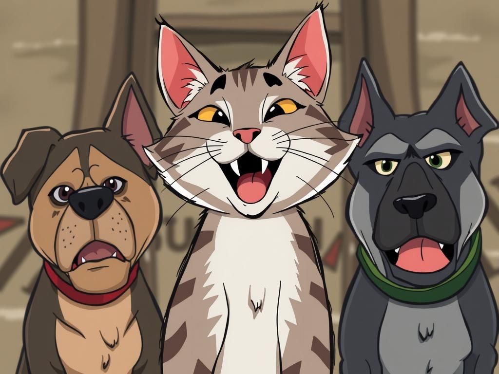 Cartoon Tabby Cat Photobomb in Warner Bros. Style