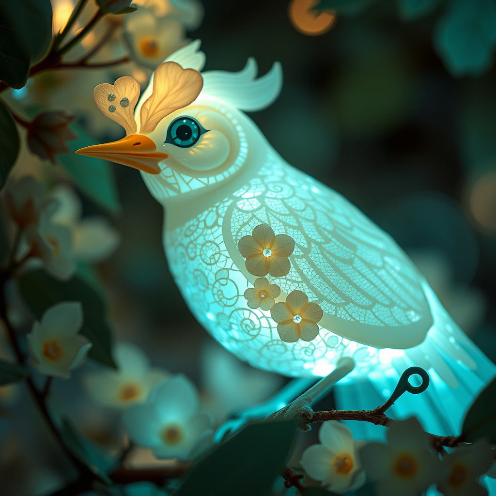 Luminous Bird in Dreamlike Surrealist Style
