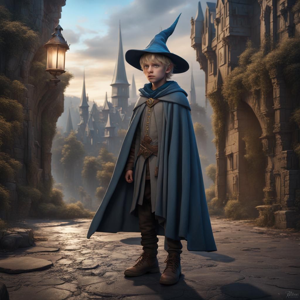 Young Wizard Boy in Detailed Fantasy Concept Art
